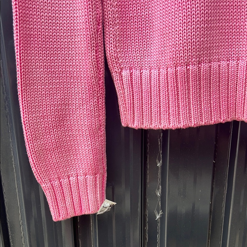 RALPH LAUREN Heritage American Flag 100% Cotton Chunky Knit Spell Sweater Pink - Picture 15 of 16